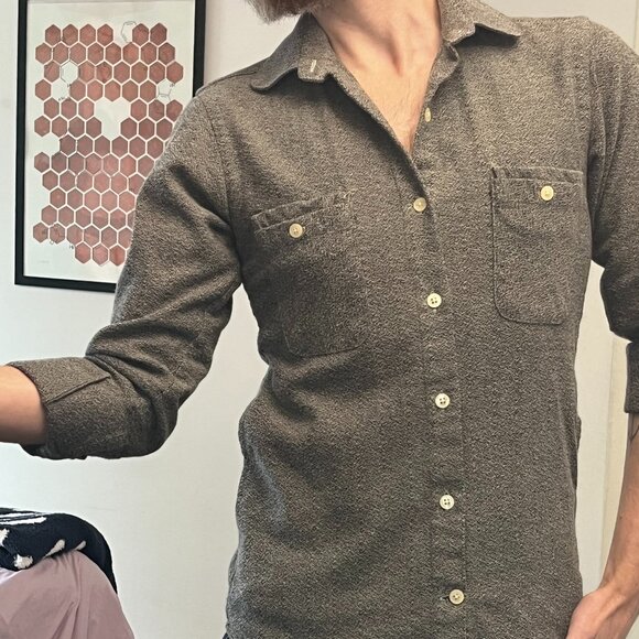 *Canadian Made* ~ Eighteen Waits ~ Long Sleeve Pocket Shirt Soft Grey *Vintage* - Picture 8 of 12